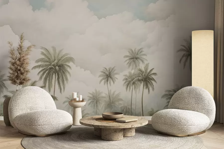 wall murals Palm trees against the background of clouds w04485