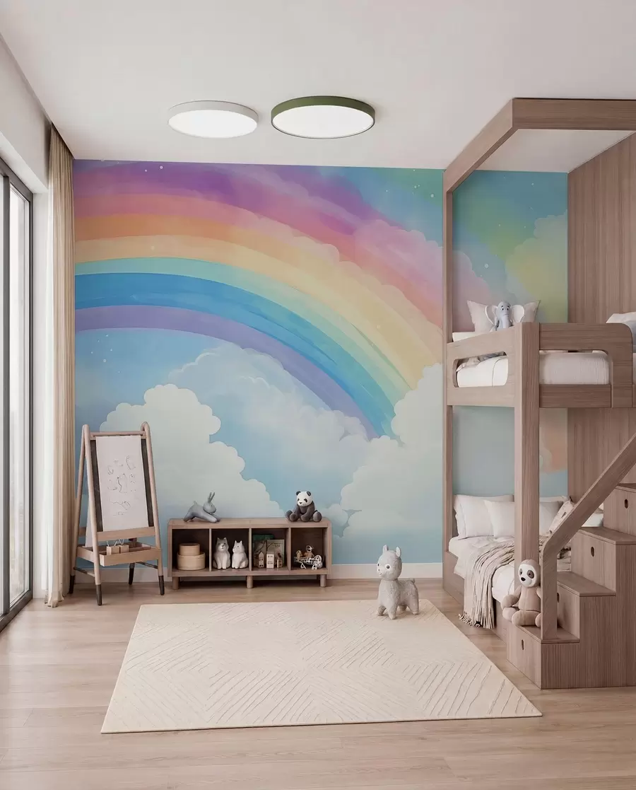 wall murals Rainbow above the Clouds w04487
