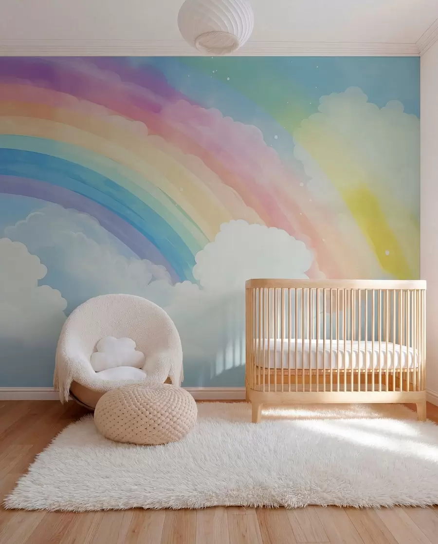 wall murals Rainbow above the Clouds w04487