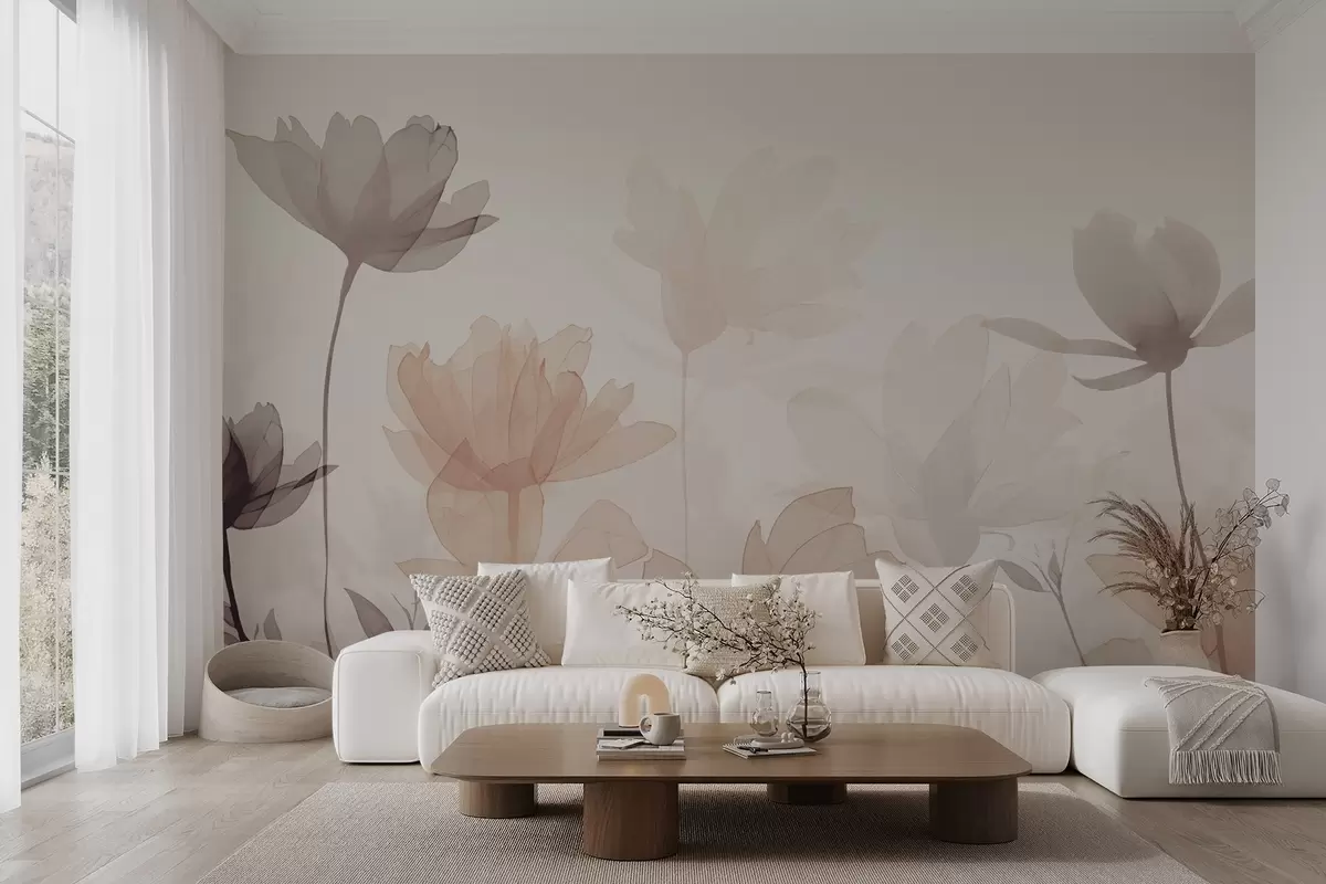 wall murals Silhouettes of flowers w04489