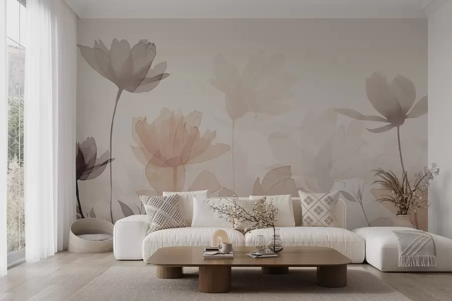 wall murals Silhouettes of flowers w04489