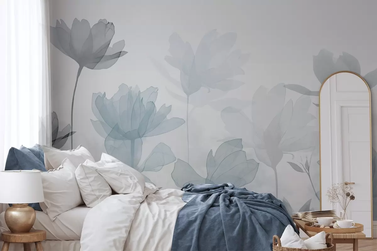 wall murals Silhouettes of flowers w04489v1