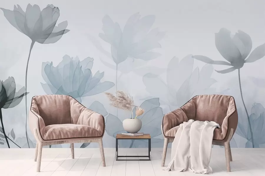 wall murals Silhouettes of flowers w04489v1