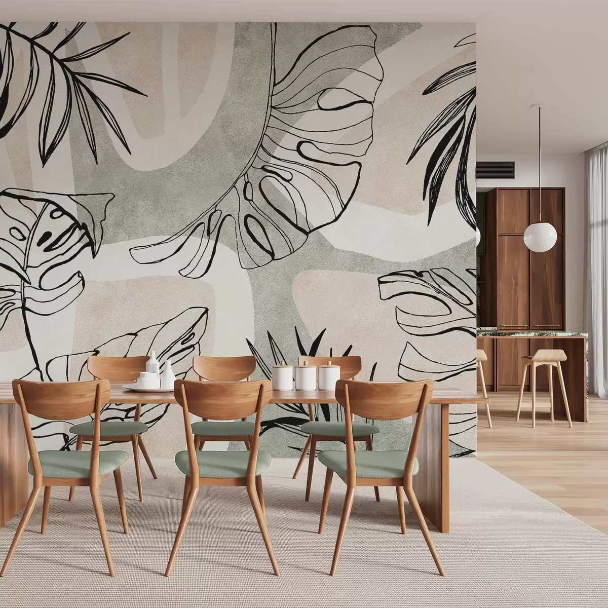 wall murals Abstraction with plants w04492