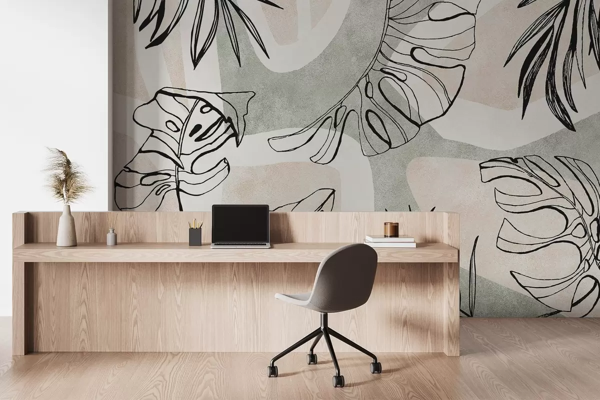 wall murals Abstraction with plants w04492
