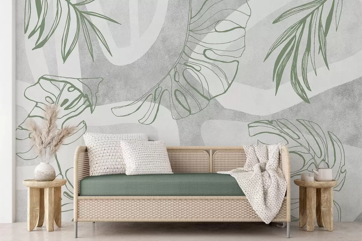 wall murals Abstraction with plants w04492v1