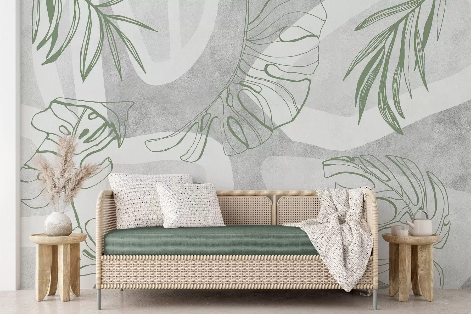 wall murals Abstraction with plants w04492v1