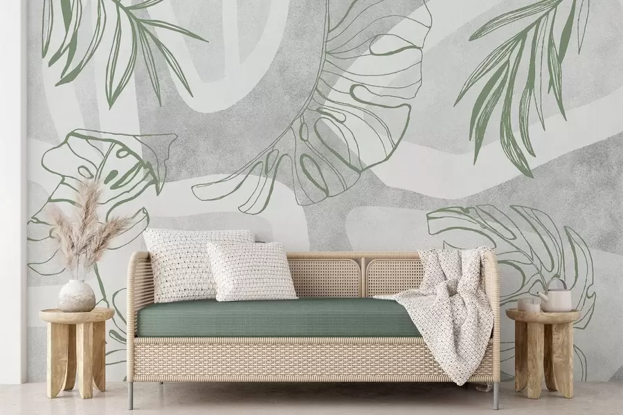 wall murals Abstraction with plants w04492v1