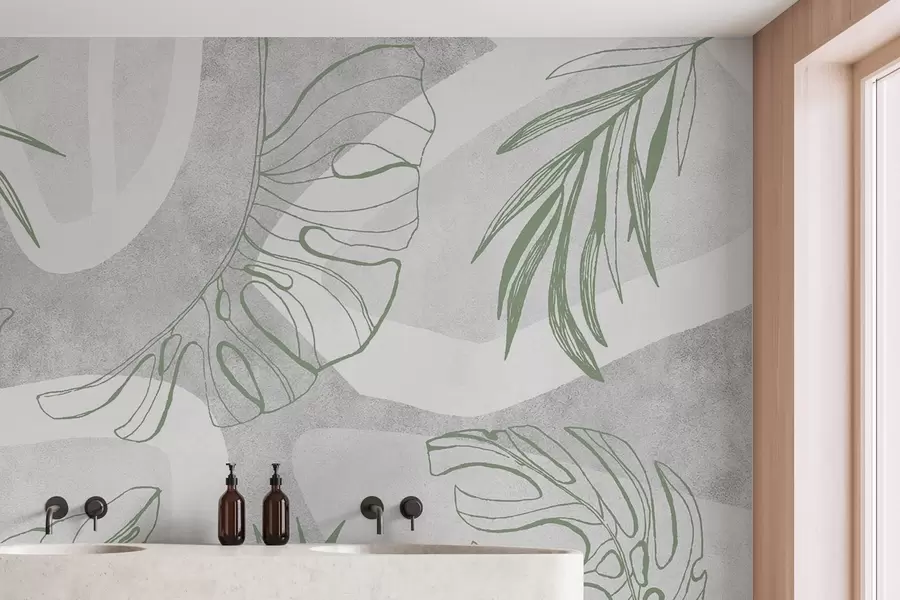 wall murals Abstraction with plants w04492v1