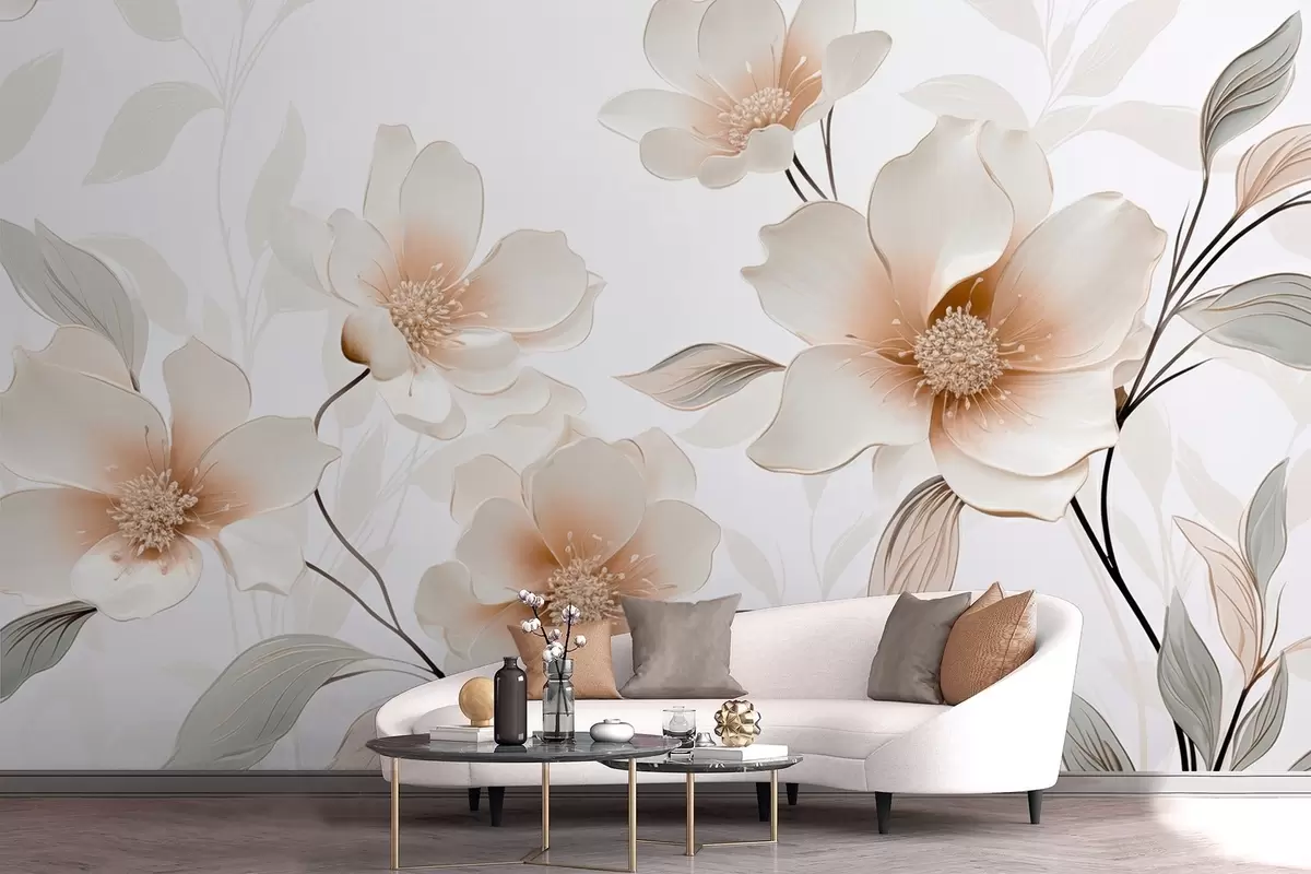 wall murals Flowers with pastel-colored petals w09353