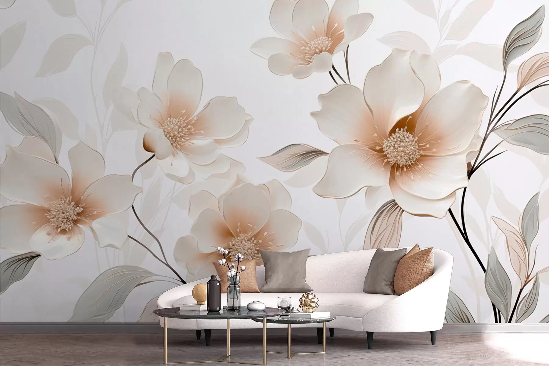 wall murals Flowers with pastel-colored petals w09353