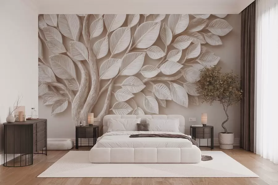 wall murals Relief tree with leaves w09359