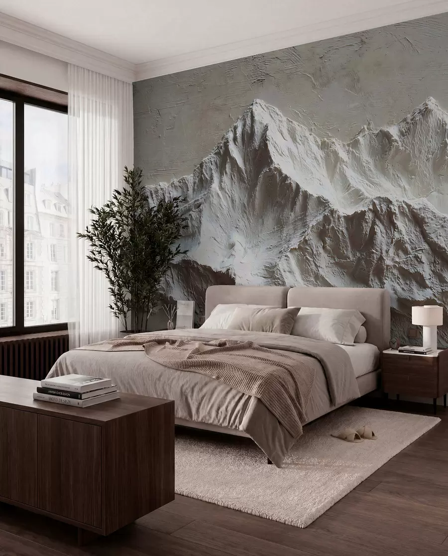 wall murals Embossed mountains in light tones with texture w04396