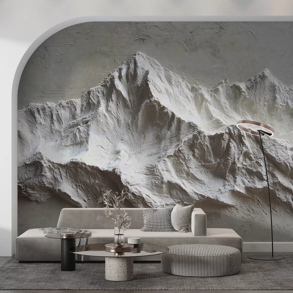wall murals Embossed mountains in light tones with texture w04396
