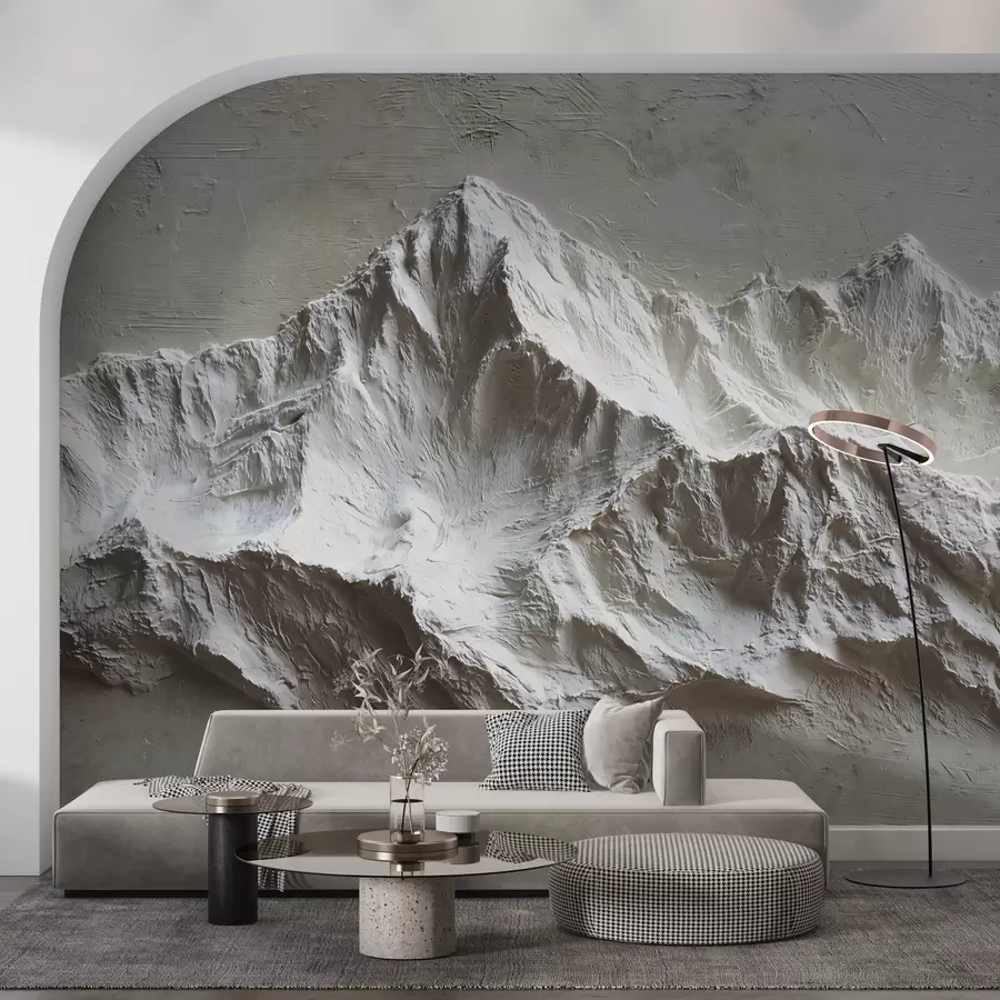 wall murals Embossed mountains in light tones with texture w04396