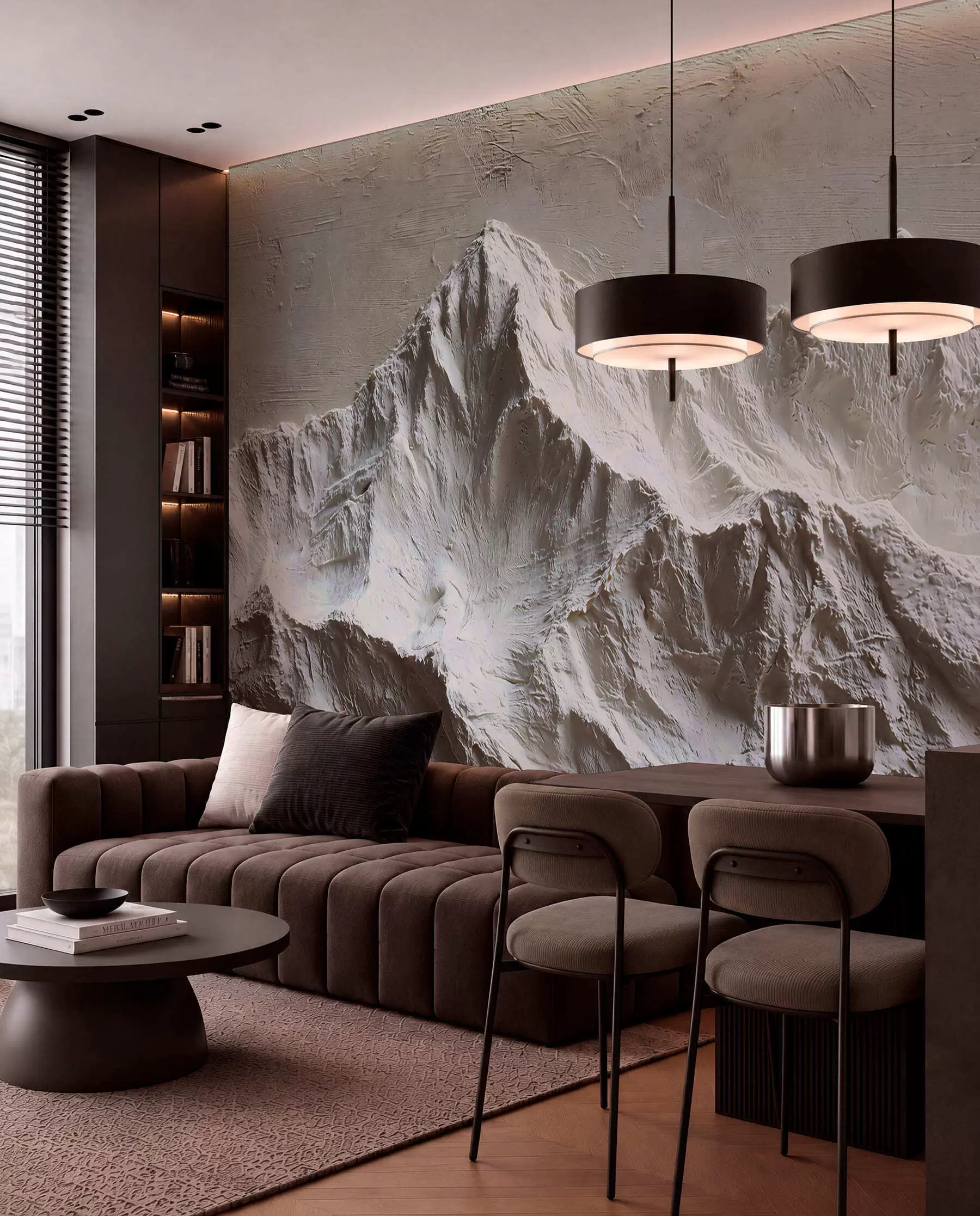 wall murals Rugged Peaks in Stone Tones w04396