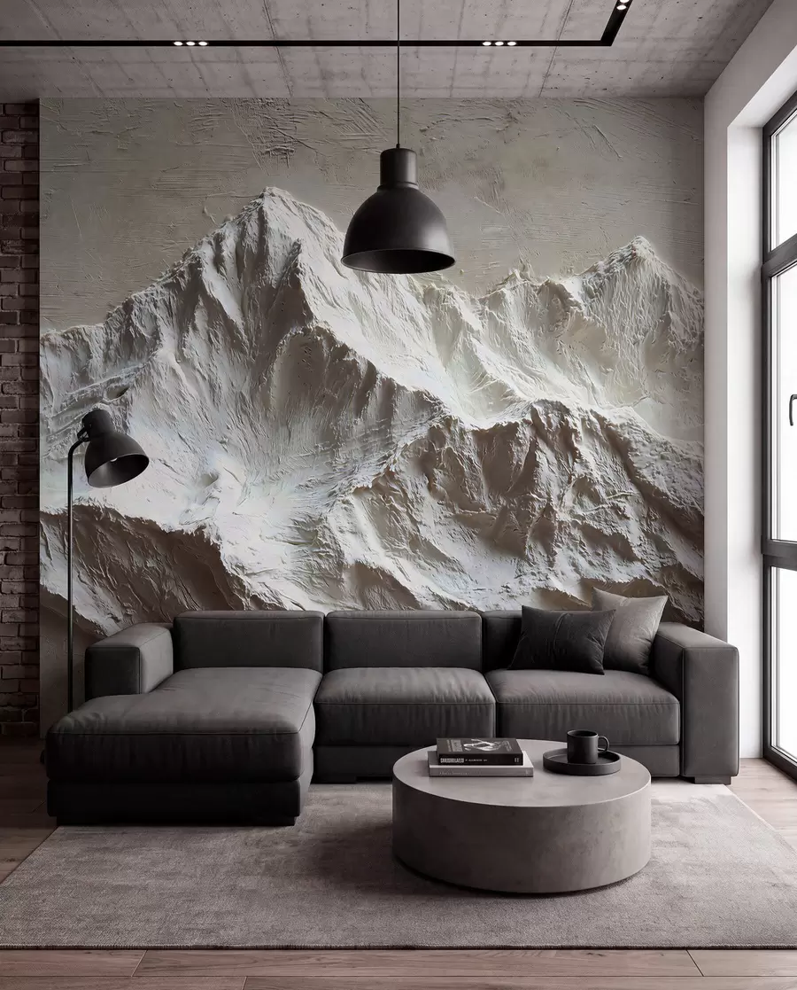 wall murals Rugged Peaks in Stone Tones w04396