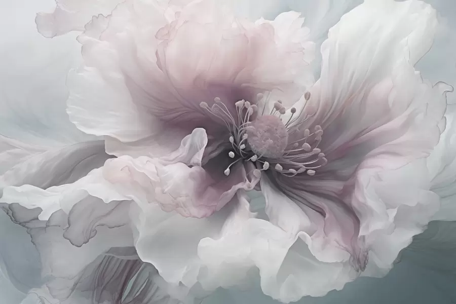 wall murals Delicate flower with pink and white petals w04446