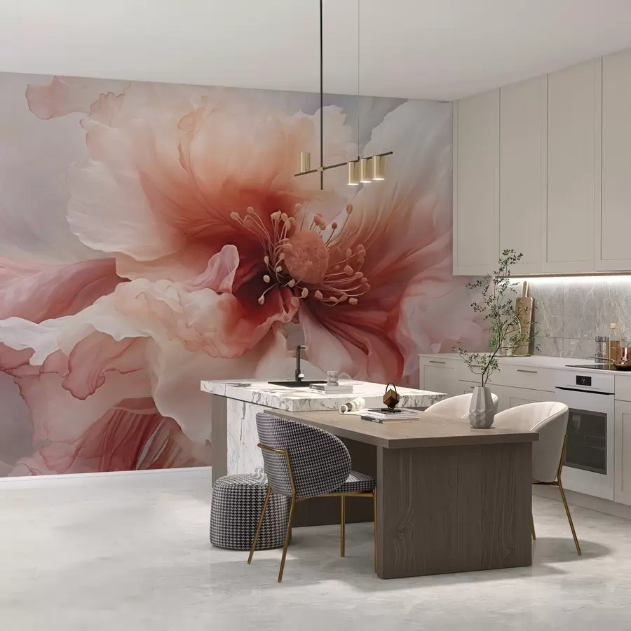 wall murals Large flower in red and pink tones w04446v2