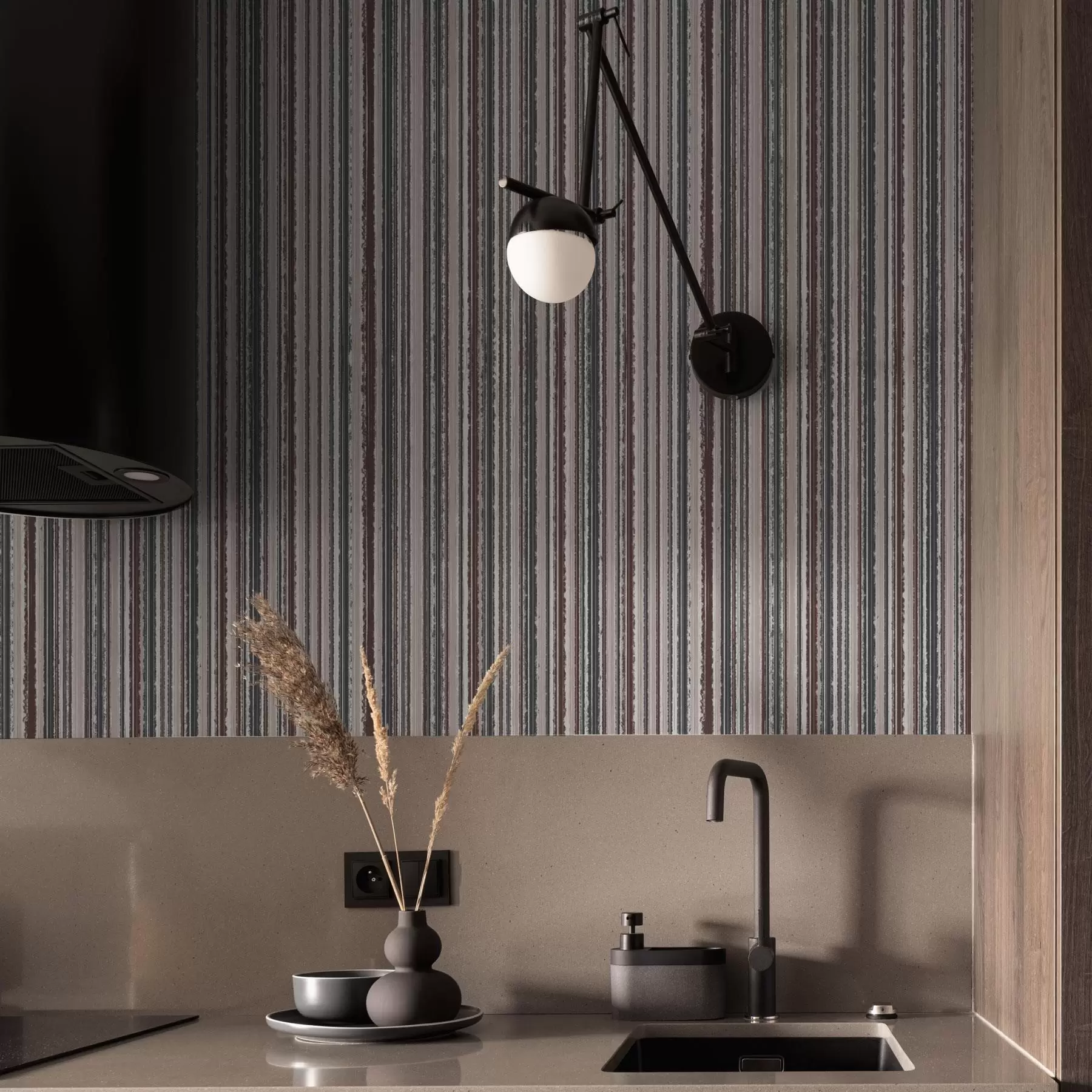 wall murals Striped pattern in gray-brown tones a00504