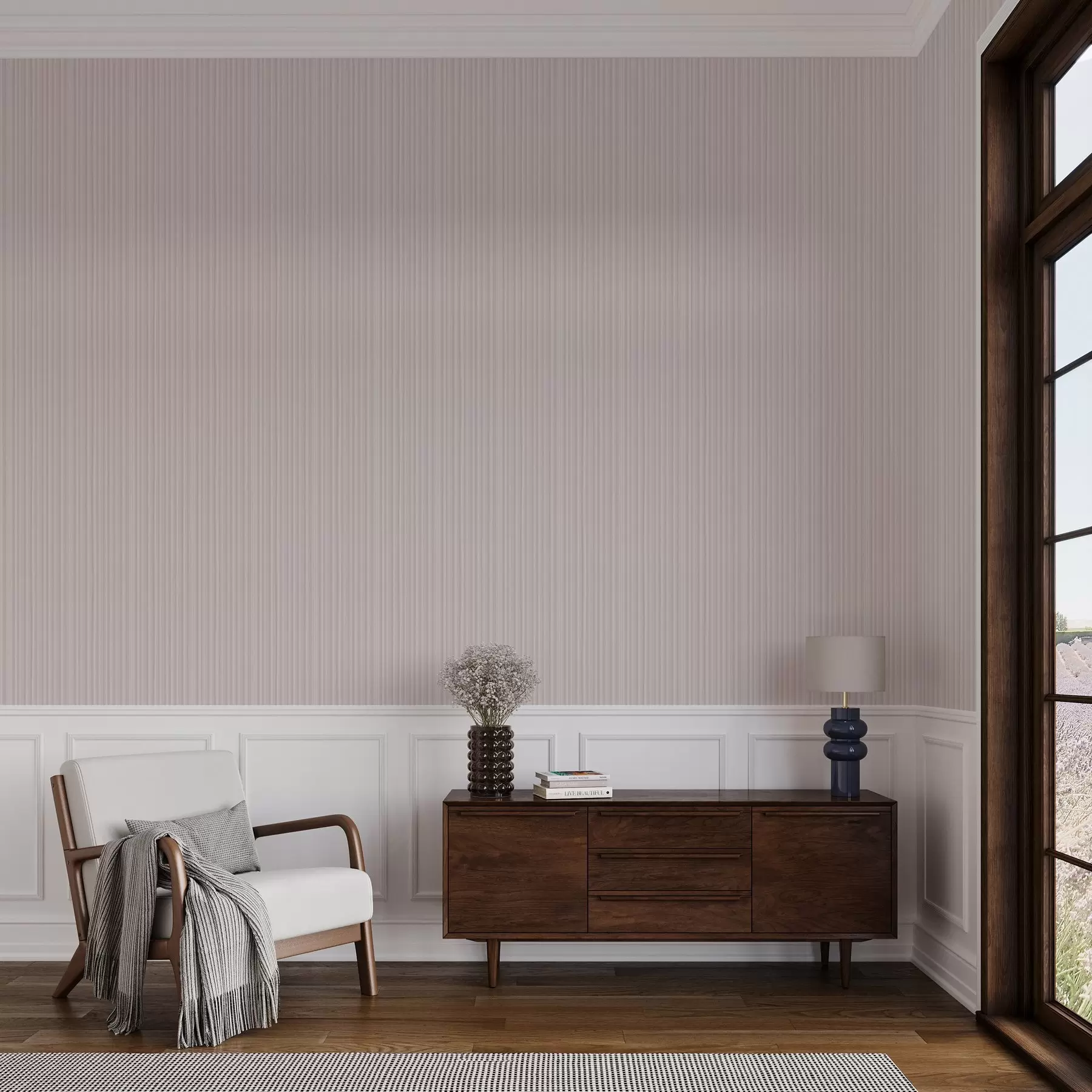 wall murals Light pink stripes with a soft gradient a00511v1