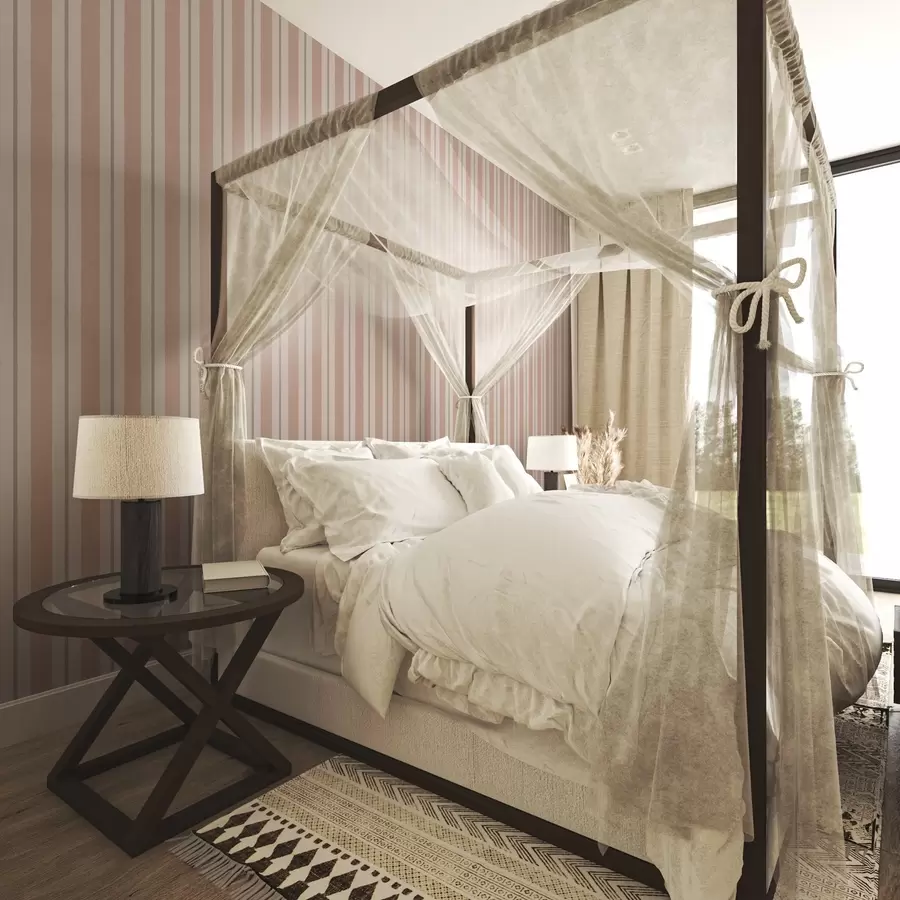 wall murals Terracotta-beige wide stripes with a grayish accent a00513