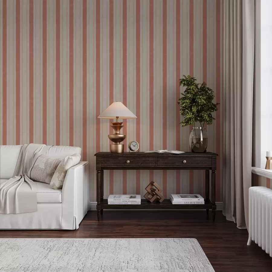 wall murals Wide stripes in terracotta-beige tones a00514