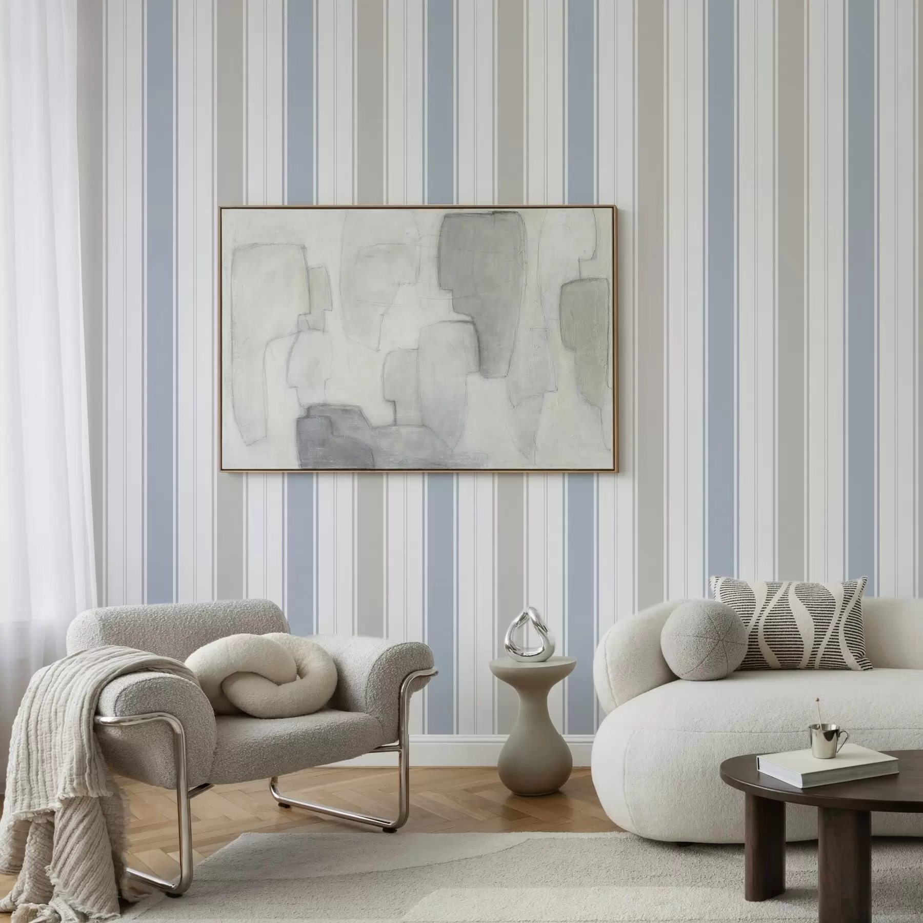 wall murals Clear stripes in gray-blue tones with contrasts a00517v2