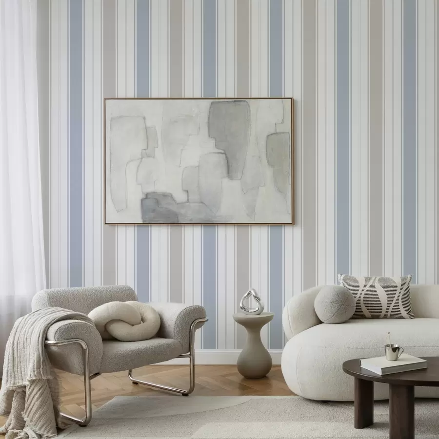 wall murals Clear stripes in gray-blue tones with contrasts a00517v2