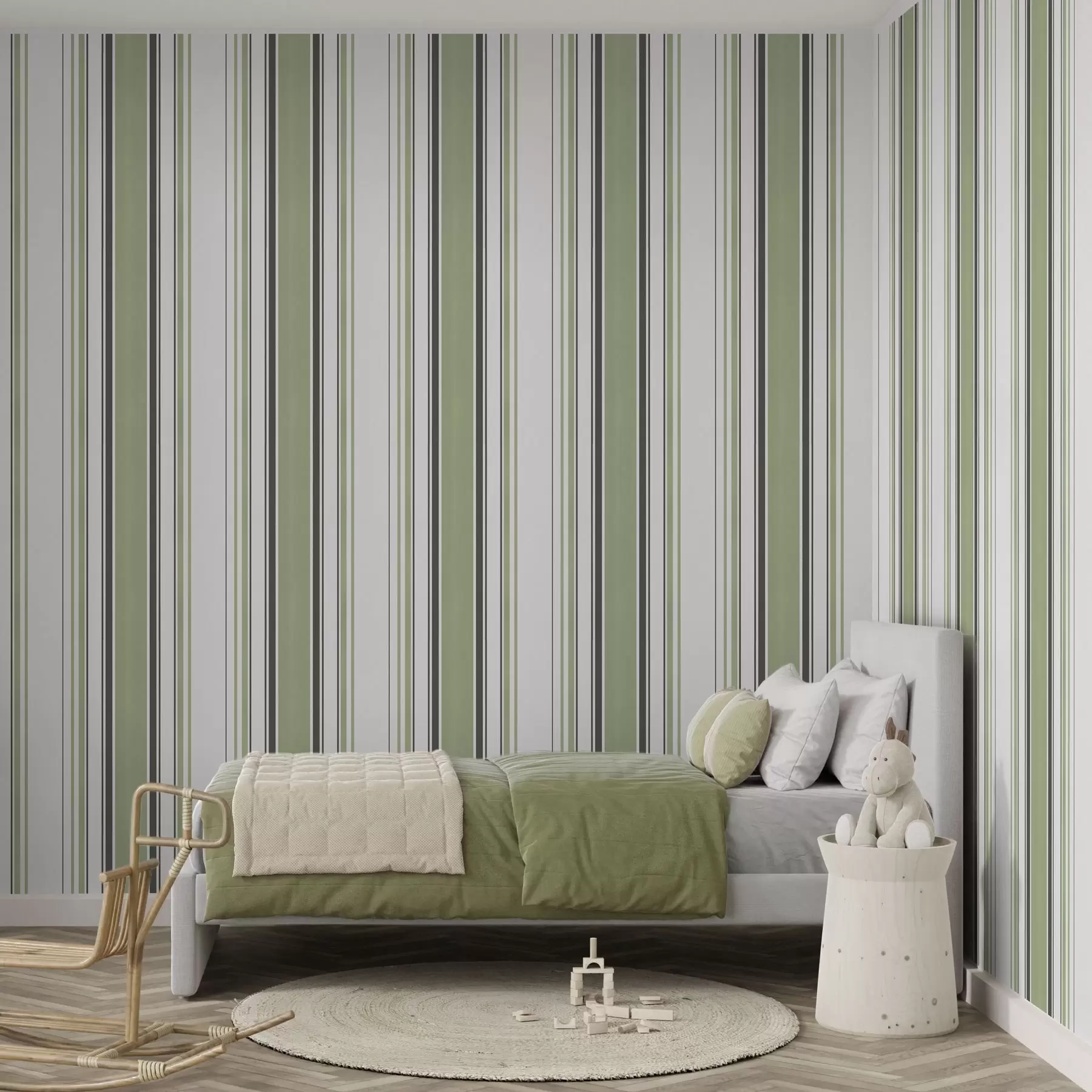 wall murals White background with a mix of green and black stripes a00520