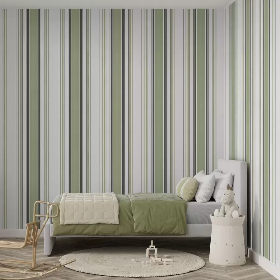 wall murals White background with a mix of green and black stripes a00520