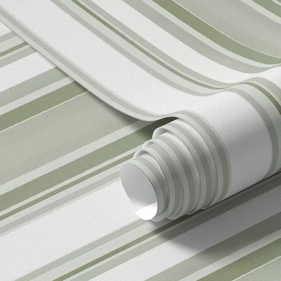 wall murals Green stripes with white intervals and thin lines a00526