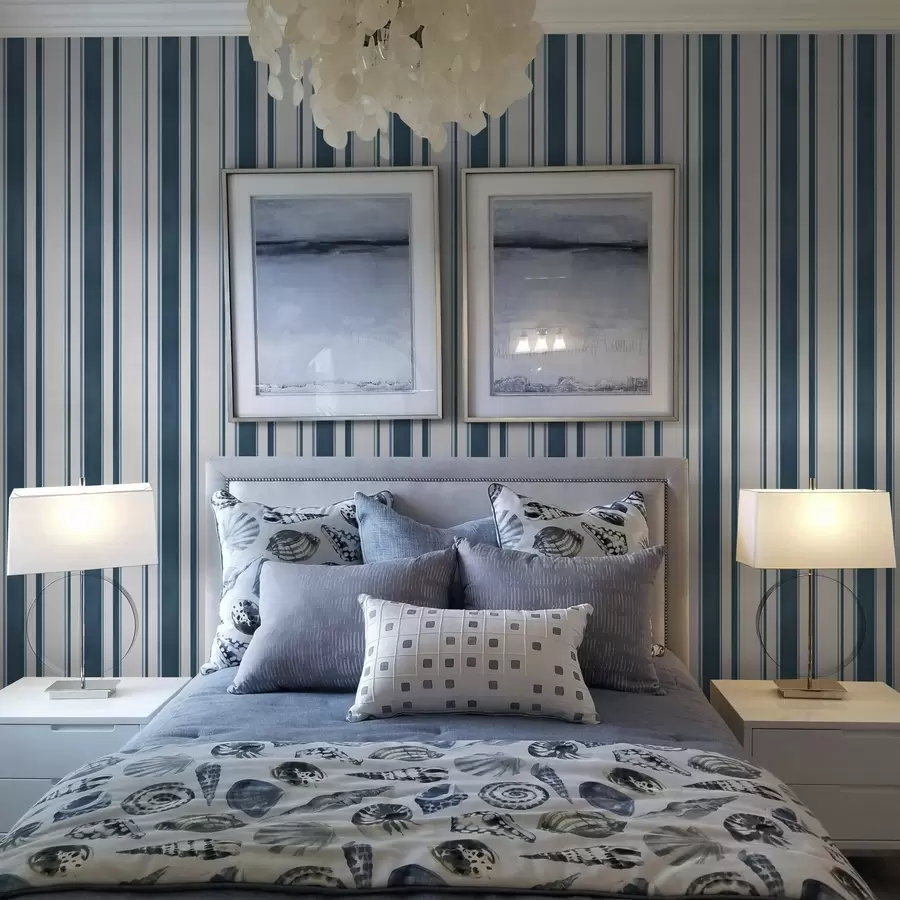 wall murals Combination of turquoise stripes on a white background with rhythm a00527