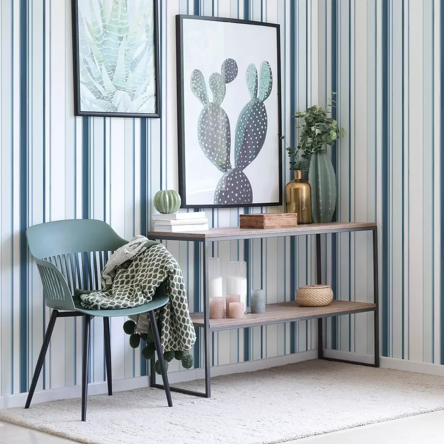 wall murals Turquoise and blue stripes of varying widths on a light background a00530