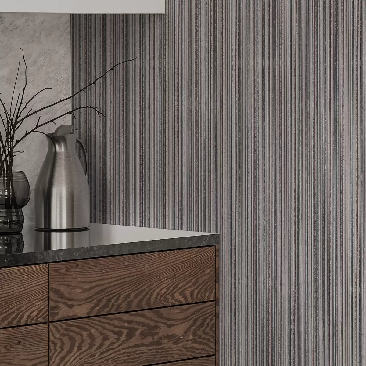 Wallpaper Dense stripes in brown-gray shades a00548