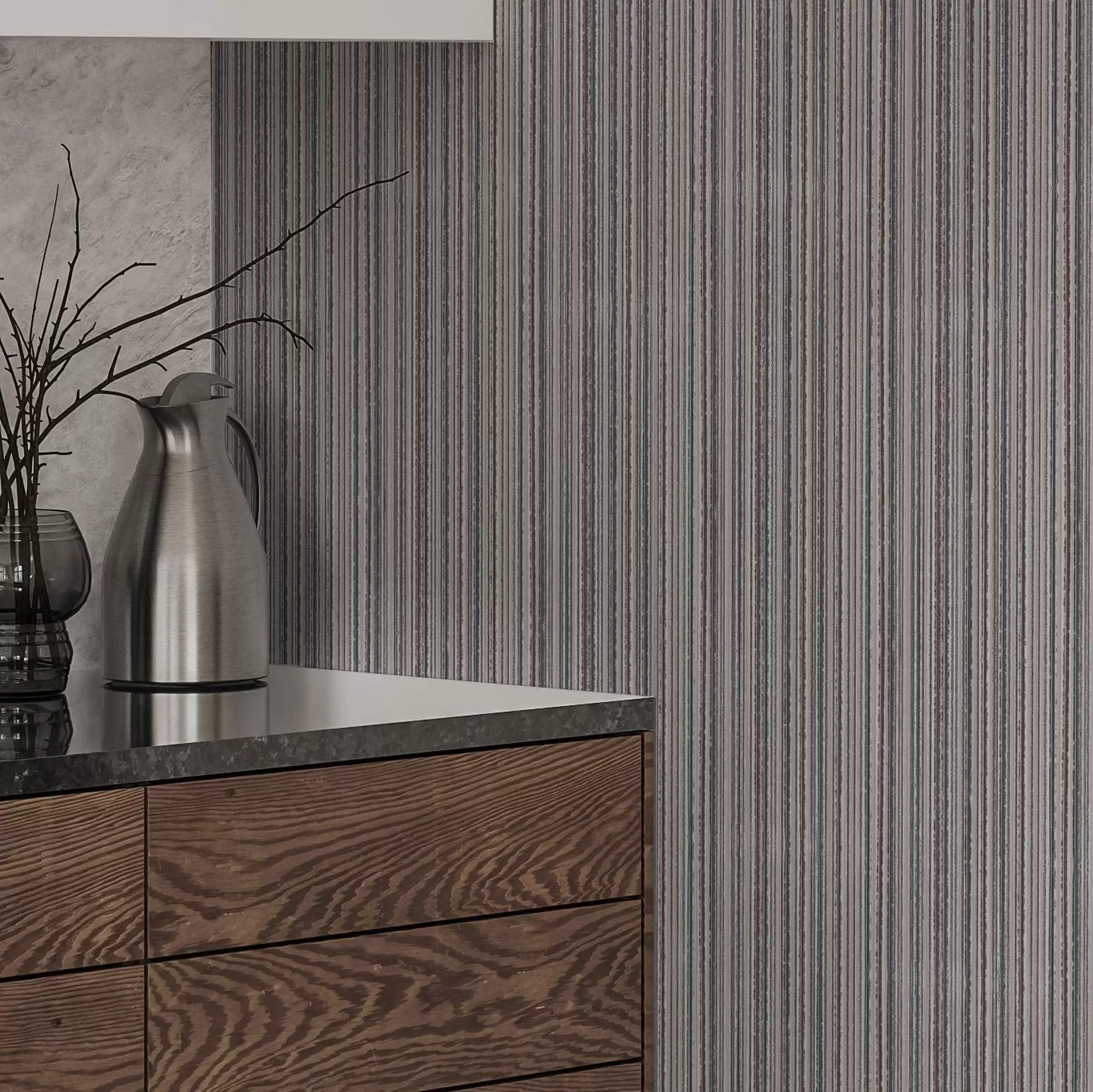 wall murals Dense stripes in brown-gray shades a00548