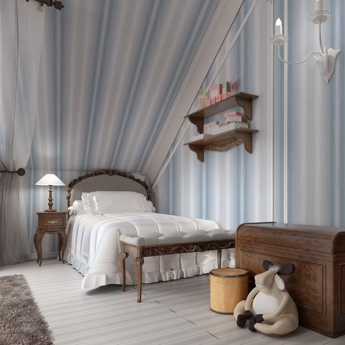 Wallpaper Wide stripes in cool blue-gray tones a00551