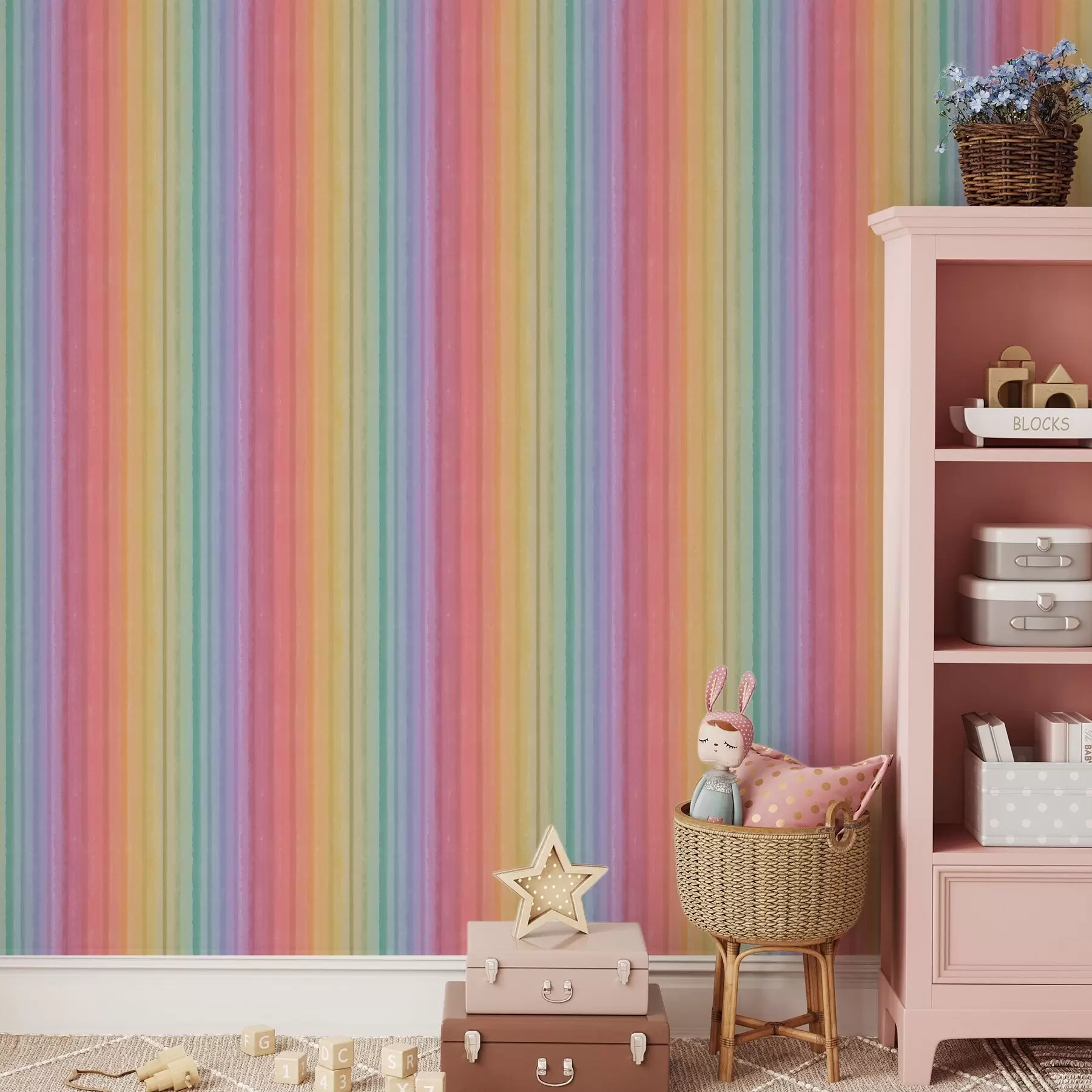 wall murals Rainbow stripes with expressive color accents a00553