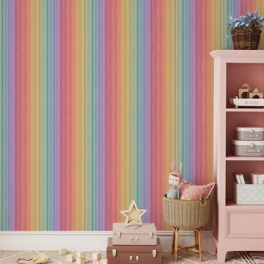 wall murals Rainbow stripes with expressive color accents a00553