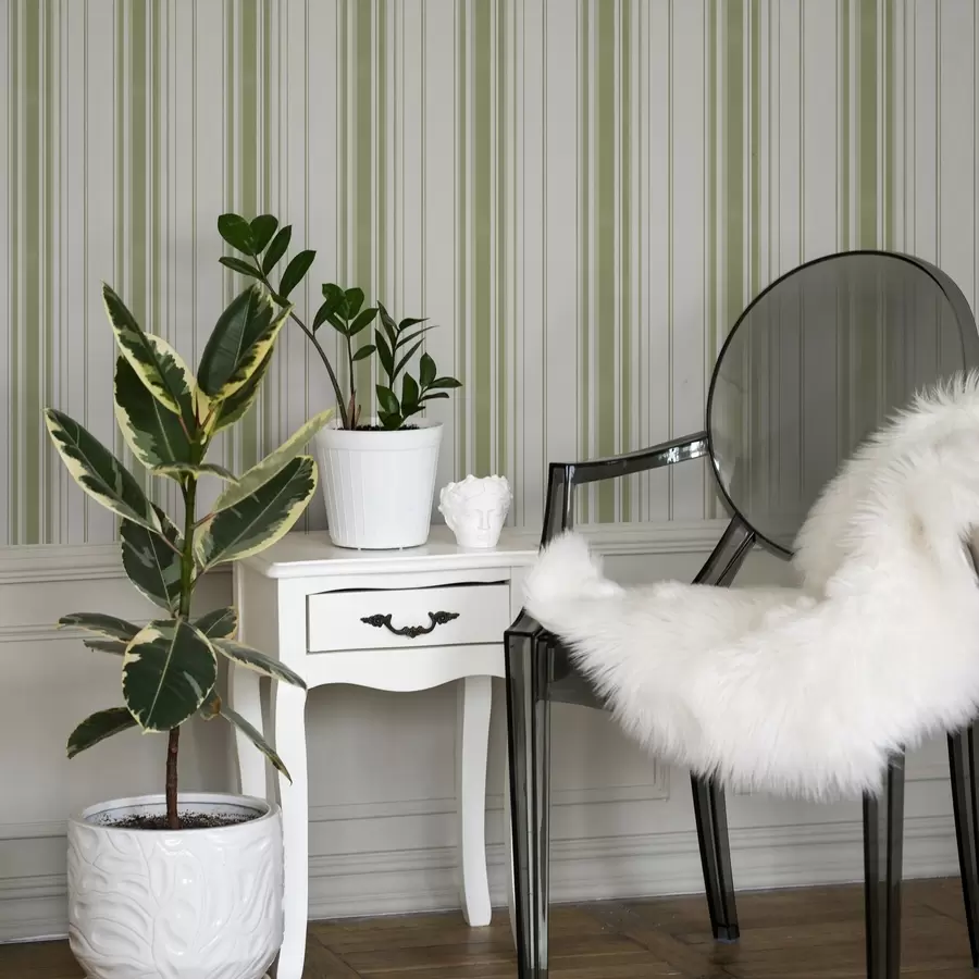 wall murals Green vertical stripes of varying widths a00565