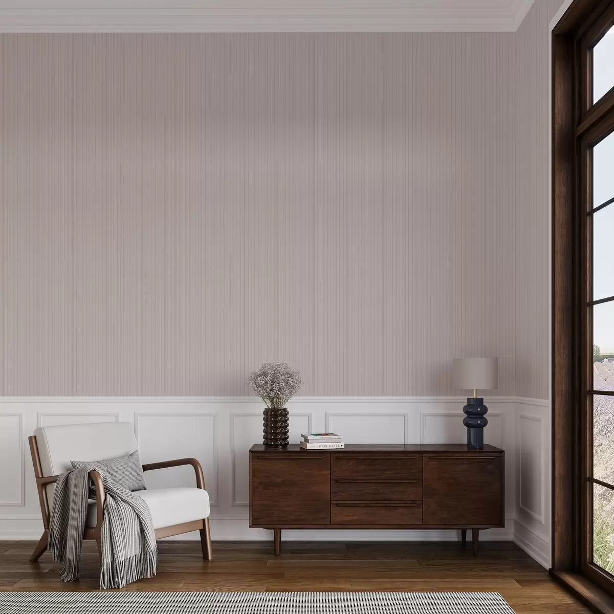 Wallpaper Light pink vertical stripes in a delicate style a00567