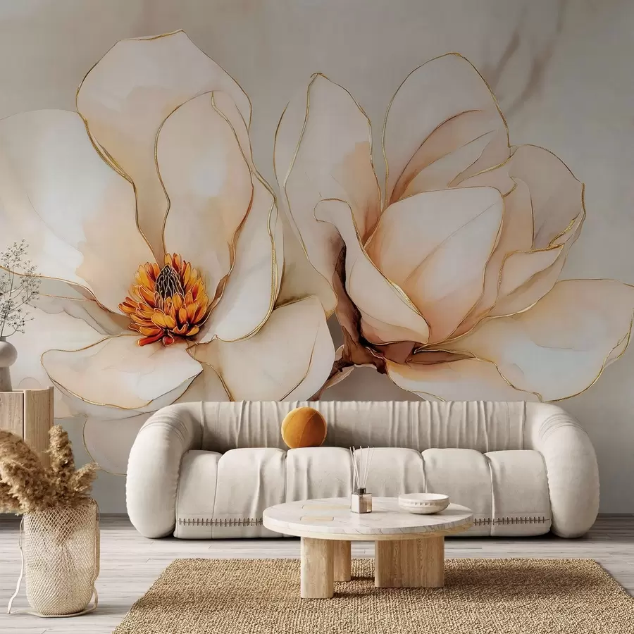 wall murals Large light magnolia flowers with soft petals w09308