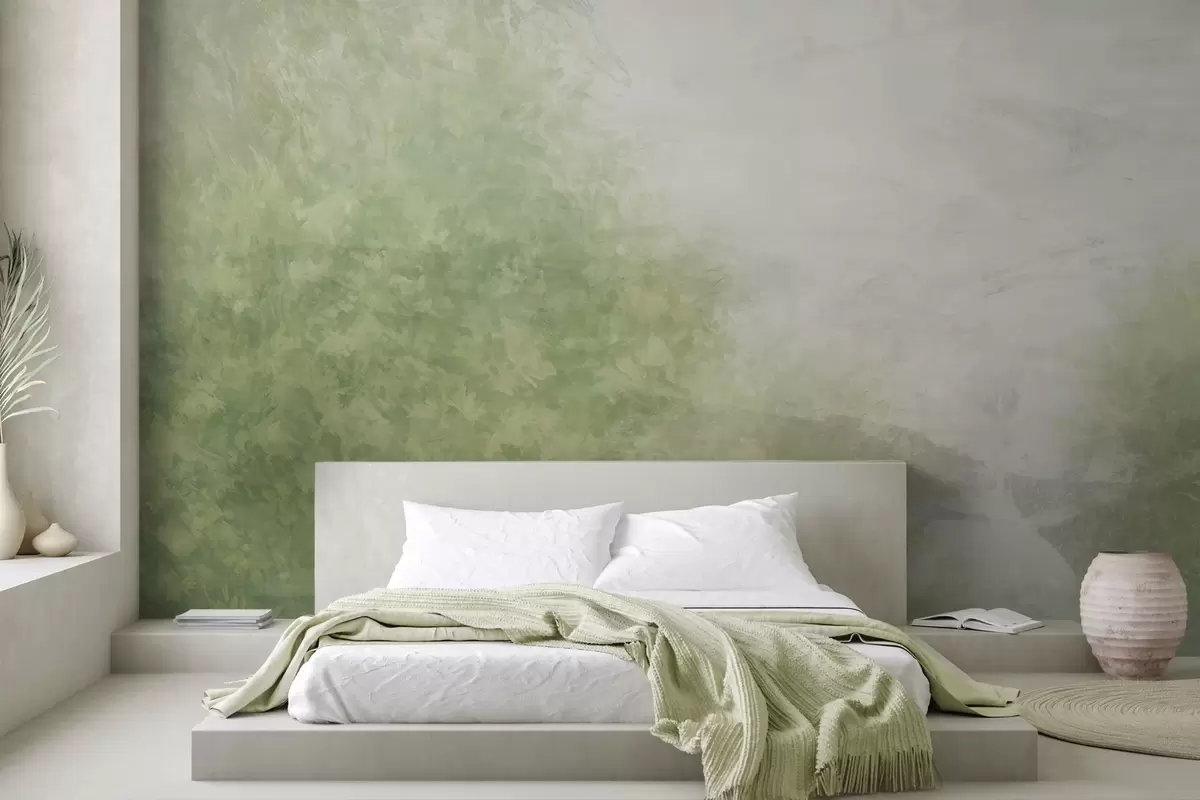 wall murals  Imitation of leaves on a concrete wall w04468