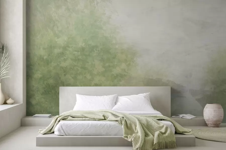 wall murals  Imitation of leaves on a concrete wall w04468