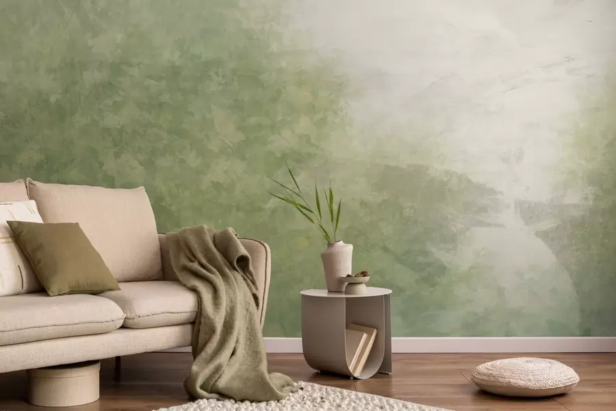 wall murals  Imitation of leaves on a concrete wall w04468