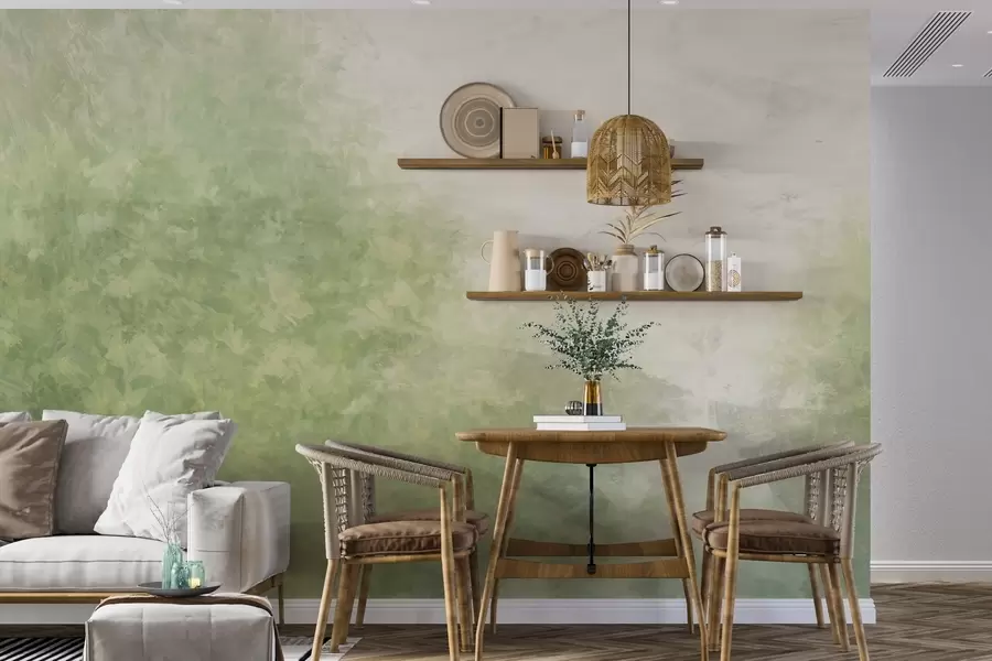 wall murals  Imitation of leaves on a concrete wall w04468