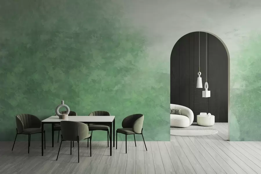 wall murals  Imitation of leaves on a concrete wall w04468v2