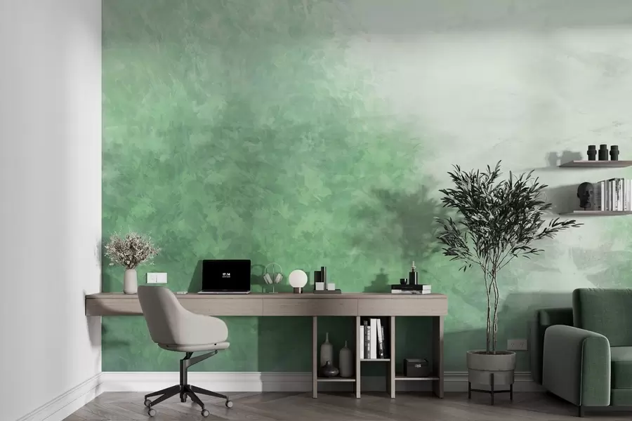 wall murals  Imitation of leaves on a concrete wall w04468v2