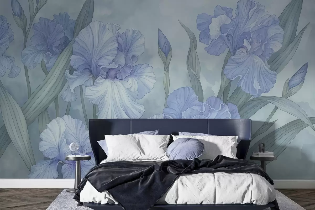 wall murals Illustrated Irises w04469