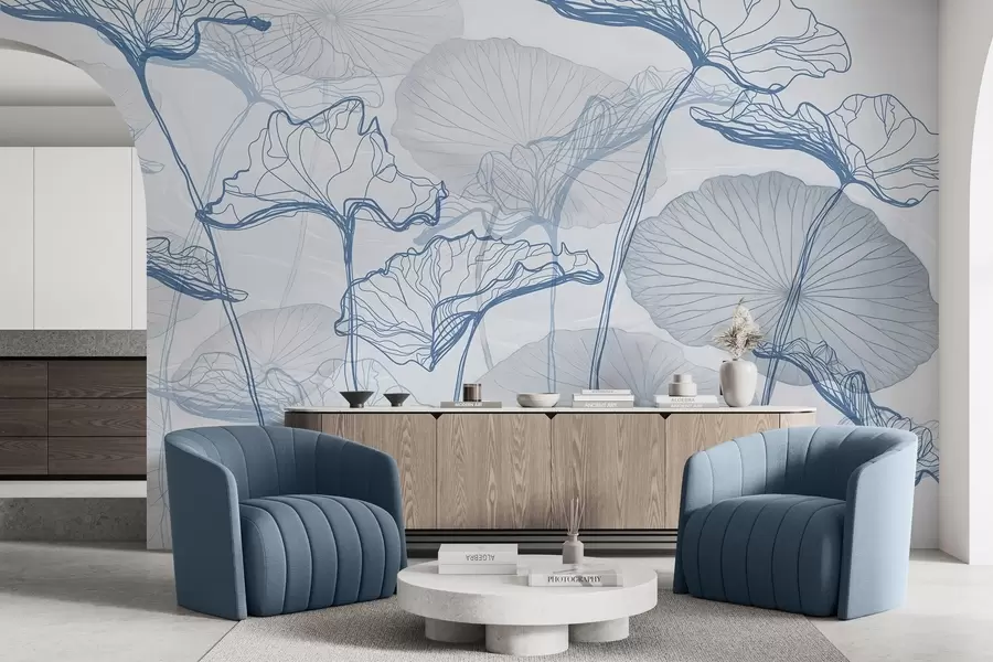 wall murals Various lotus leaves w04471v2